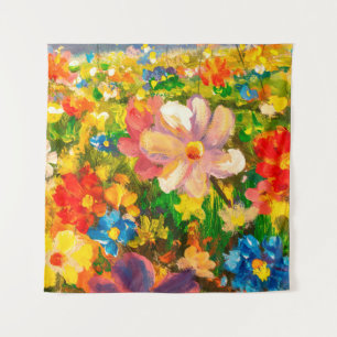 Schilder van grote kleurrijke wilde bloemen wandkleed