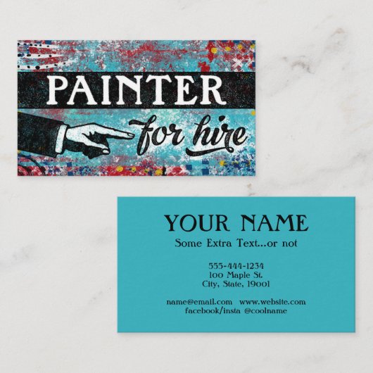 Schilder voor hire Visitekaartjes - Blauw rood (Voorkant / Achterkant)