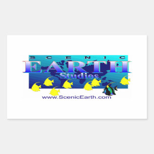 Schilderachtig Aarde Aquatic Earth Ocean World Art Rechthoekige Sticker