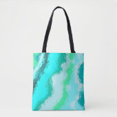 Schilderachtig Abstract Wavy Blue Aqua Green Artsy Tote Bag (Voorkant)