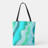 Schilderachtig Abstract Wavy Blue Aqua Green Artsy Tote Bag (Achterkant)