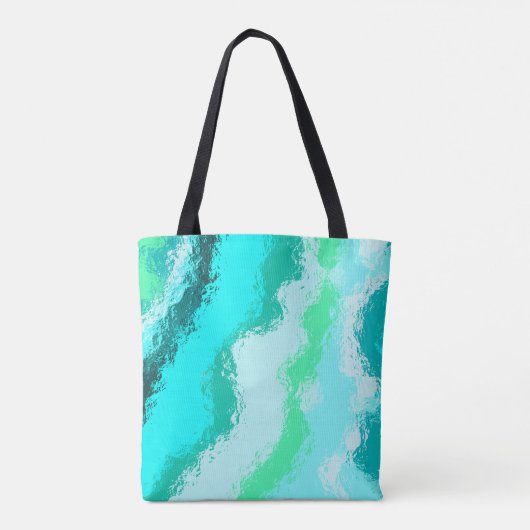 Schilderachtig Abstract Wavy Blue Aqua Green Artsy Tote Bag (Achterkant)