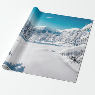 Schilderachtig afbeelding spruces. Frosty day, kal Cadeaupapier