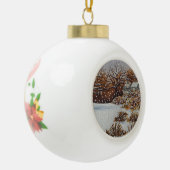 schilderachtig afbeelding van landelijke huisjes i keramische bal ornament (Links)