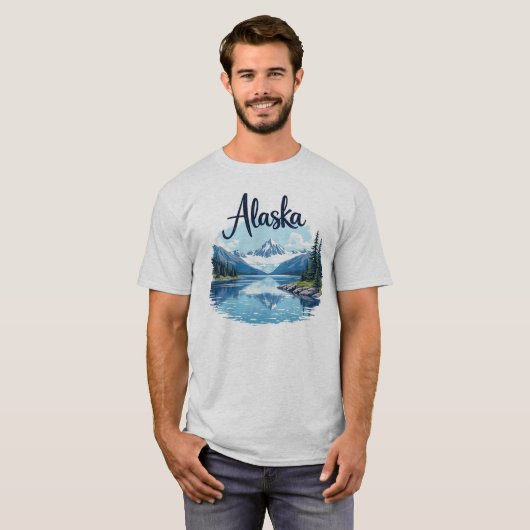 Schilderachtig Alaska River & Mountains T-shirt (Voorkant volledig)