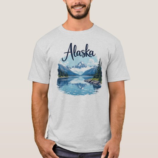 Schilderachtig Alaska River & Mountains T-shirt (Voorkant)