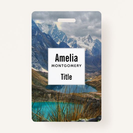 Schilderachtig Alpenbergen Foto Badge (Voorkant)