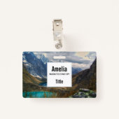 Schilderachtig Alpenbergen Foto Badge (Achterkant met clip)