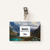 Schilderachtig Alpenbergen Foto Badge (Voorkant met clip)