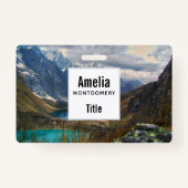 Schilderachtig Alpenbergen Foto Badge (Achterkant)