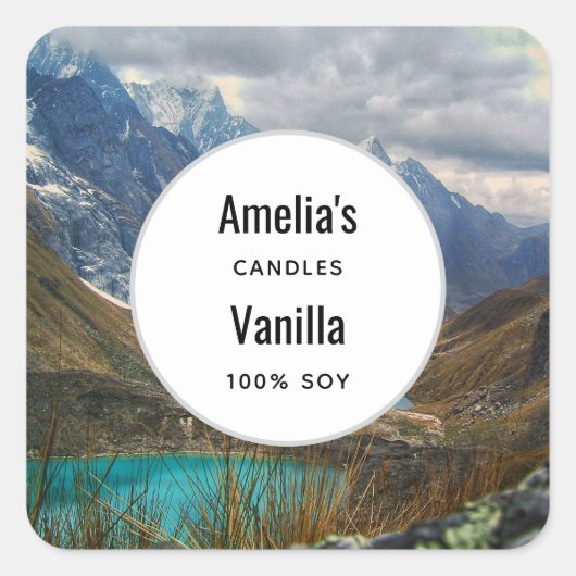 Schilderachtig Alpenbergen Foto Kaars Zakelijk Vierkante Sticker (Voorkant)