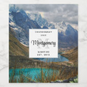 Schilderachtig Alpenbergen Foto Monogram Wijnberei Wijn Etiket (Enkel label)