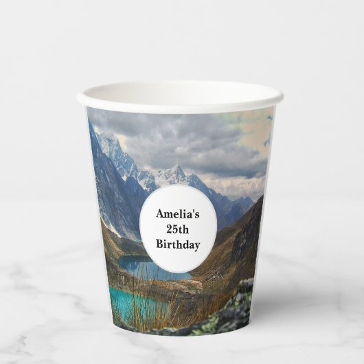 Schilderachtig Alpenbergen Foto Verjaardag Papieren Bekers (Voorkant)