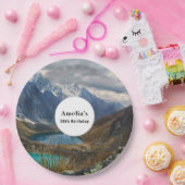 Schilderachtig Alpenbergen Foto Verjaardag Papieren Bordje (Feest)