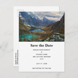 Schilderachtig Alpenbergen Fotobruiloft Aankondigingskaart