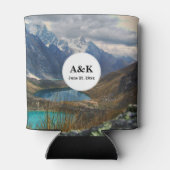 Schilderachtig Alpenbergen Fotobruiloft Blikjeskoeler (Achterkant)