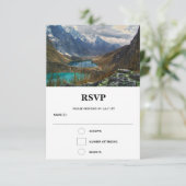 Schilderachtig Alpenbergen Fotobruiloft RSVP Kaartje (Staand voorkant)