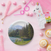 Schilderachtig Alpenbossen en meer Papieren Bordje (Feest)