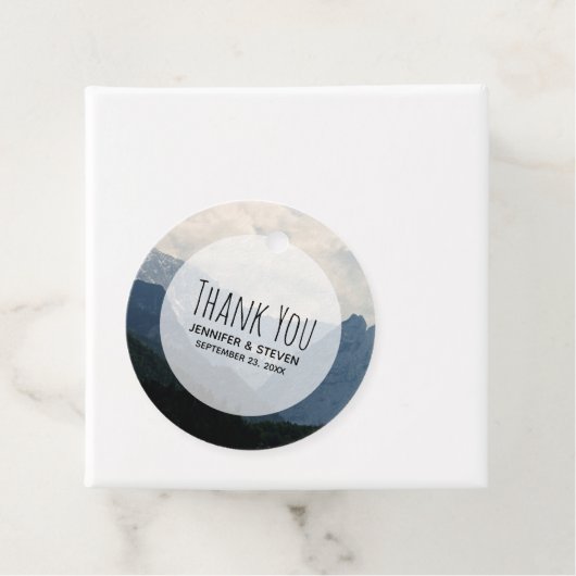 Schilderachtig alpiene Natuur Foto bruiloft Bedankjes Labels (In situ)