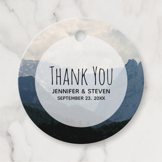 Schilderachtig alpiene Natuur Foto bruiloft Bedankjes Labels (Voorkant)