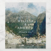 schilderachtig amalfi italië rustieke bruiloft wij wijn etiket (Enkel label)