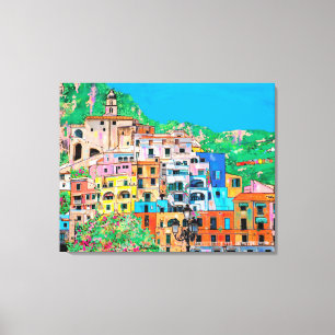 Schilderachtig Amalfi kust Italië Middellandse Ze Canvas Afdruk