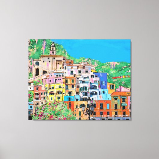 Schilderachtig Amalfikust Italië Mediterrane Cliff Canvas Afdruk (Voorkant)