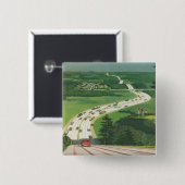 Schilderachtig Amerikaanse snelwegen, autoweg Vierkante Button 5,1 Cm (Voorkant /achterkant)