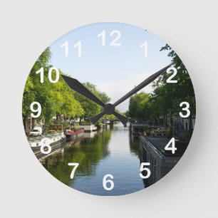 Schilderachtig Amsterdam Kanaal & Huisschepen Foto Ronde Klok