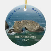 Schilderachtig Arch Rock Familienaam Datum Oregon Keramisch Ornament (Voorkant)