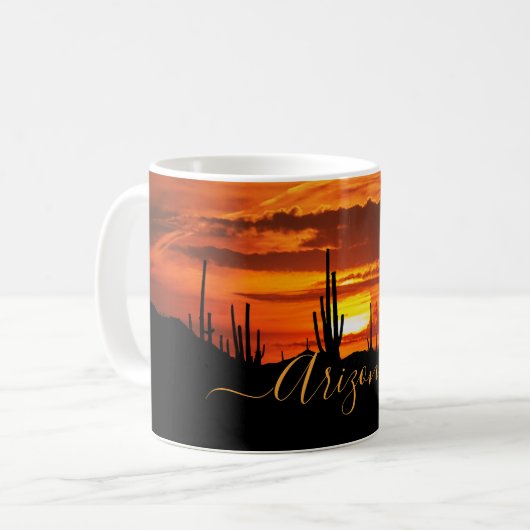 Schilderachtig Arizona Saguaros op Sunset Koffiemok (Voorkant links)