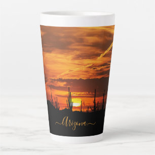 Schilderachtig Arizona Saguaros op Sunset Latte Mok