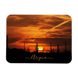 Schilderachtig Arizona Saguaros op Sunset Magneet