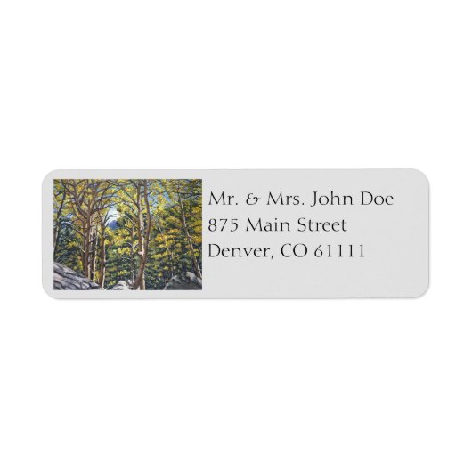 Schilderachtig Aspen-bomen in het natuurpark Estes Etiket (Voorkant)