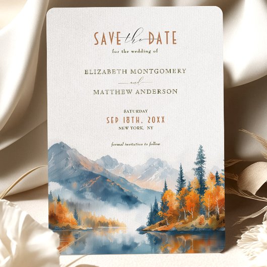 Schilderachtig Autumn Mountain Waterverf Save the  Kaart