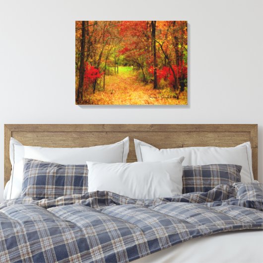 Schilderachtig Autumn Weg in de Verrekte Druk van Canvas Afdruk (Insitu (Slaapkamer))