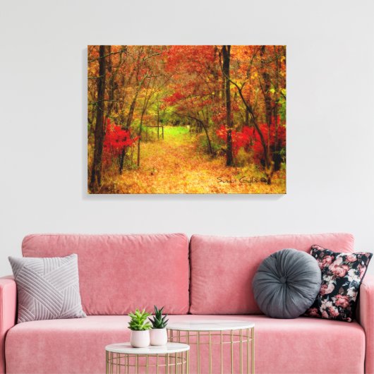 Schilderachtig Autumn Weg in de Verrekte Druk van Canvas Afdruk (Insitu (Woonkamer))