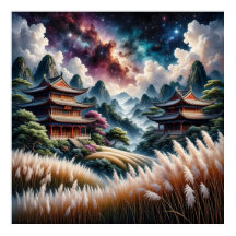 Schilderachtig Aziatische tempels tegen een sterre