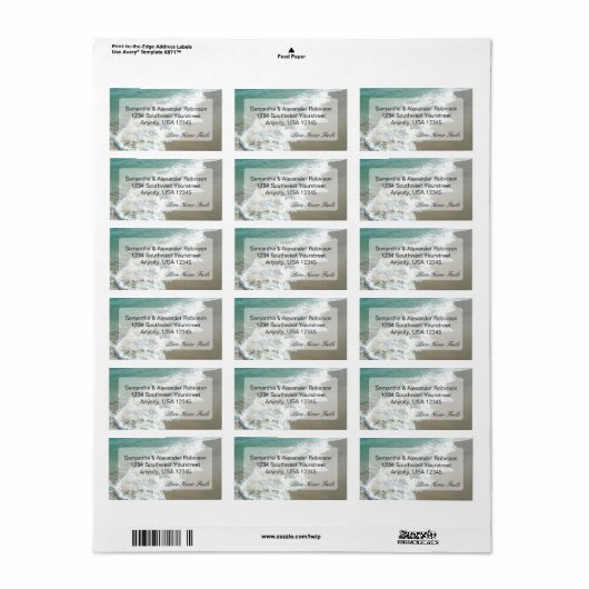 Schilderachtig Beach Destination Wedding Etiket (Full Sheet)
