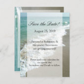 Schilderachtig Beach Destination Wedding Save the  Aankondigingskaart (Voorkant / Achterkant)