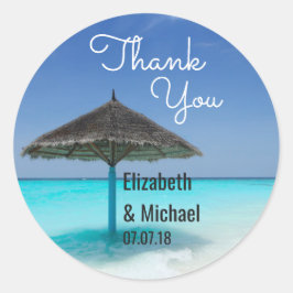 Schilderachtig Bedankt voor tropische strandbruilo Ronde Sticker