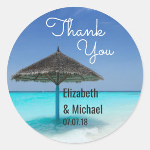 Schilderachtig Bedankt voor tropische strandbruilo Ronde Sticker