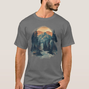 Schilderachtig Beer Natuur Illustratie Kunst T-shi T-shirt