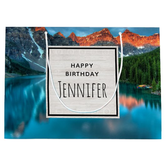 Schilderachtig berg- en lakfoto van Birthday Groot Cadeauzakje (Voorkant)