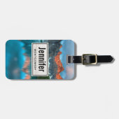 Schilderachtig berg- en meer-landschapsfoto bagagelabel (Voorkant horizontaal)