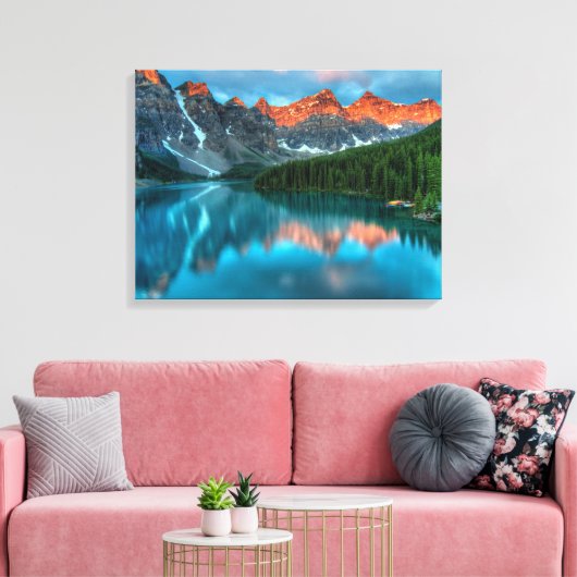 Schilderachtig berg- en meer-landschapsfoto canvas afdruk (Insitu (Woonkamer))
