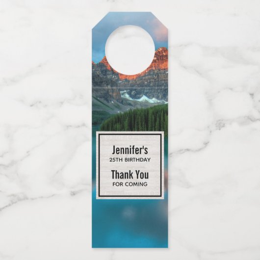 Schilderachtig berg- en meer-landschapsfoto flessenhanger (Voorkant)