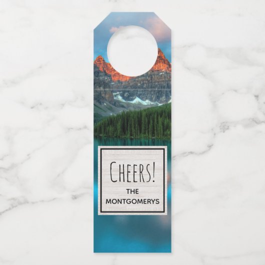 Schilderachtig berg- en meer-landschapsfoto flessenhanger (Voorkant)