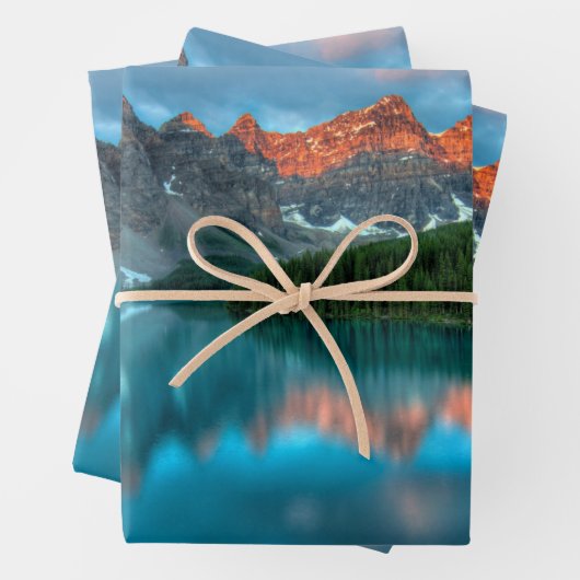 Schilderachtig berg- en meer-landschapsfoto inpakpapier vel (In situ)