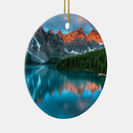 Schilderachtig berg- en meer-landschapsfoto keramisch ornament (Rechts)